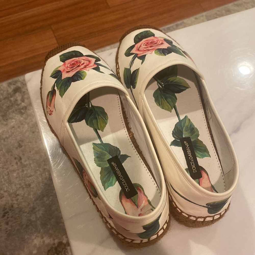 Dolce & Gabbana Leather Tropical Rose Print espadrilles - Picture 3 of 7